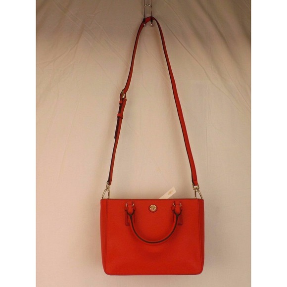 NWT TORY BURCH ROBINSON MINI SAFFIANO VERMILLION RED LEATHER ZIP CROSSBODY BAG - Picture 5 of 11